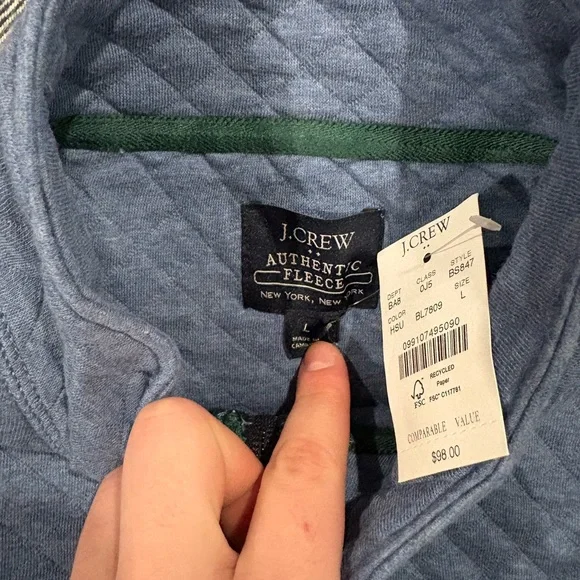 j.crew men’s quilted half-zip | size L - Picture 4 of 5